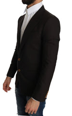 Dolce & Gabbana Sleek Slim Brown Virgin Wool Blazer Men's Jacket