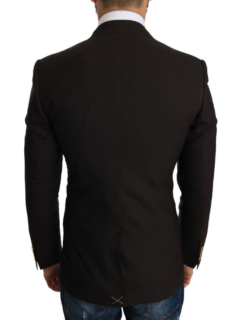 Dolce & Gabbana Sleek Slim Brown Virgin Wool Blazer Men's Jacket