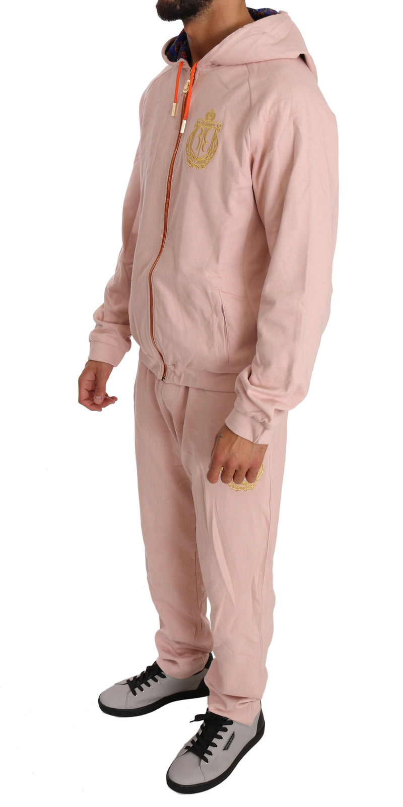 Billionaire Italian Couture Elegant Pink Cotton Sweatsuit Luxury Men's Comfort