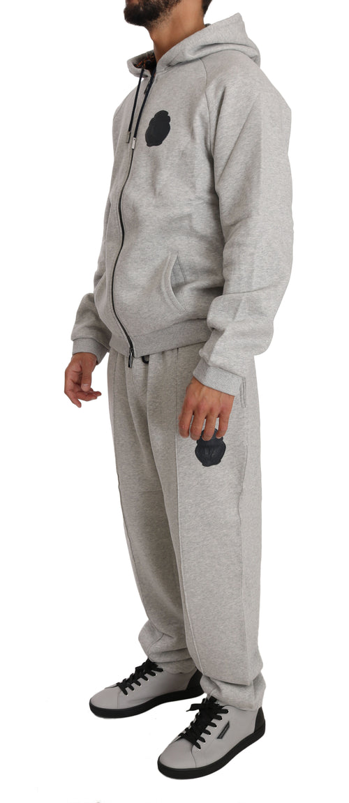 Billionaire Italian Couture Elegant Gray Cotton Sweatsuit Men's Ensemble