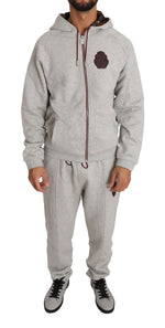 Billionaire Italian Couture Elegant Gray Hooded Sweatsuit Men's Ensemble