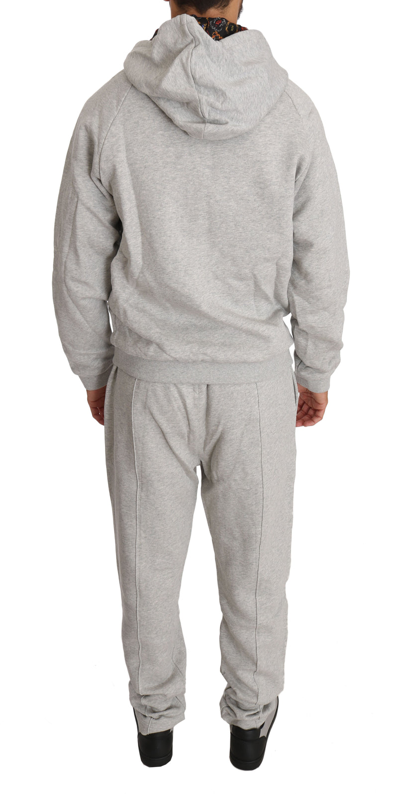 Billionaire Italian Couture Elegant Gray Hooded Sweatsuit Men's Ensemble