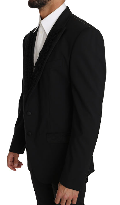 Dolce & Gabbana Elegant Black Slim Fit Martini Blazer Men's Jacket