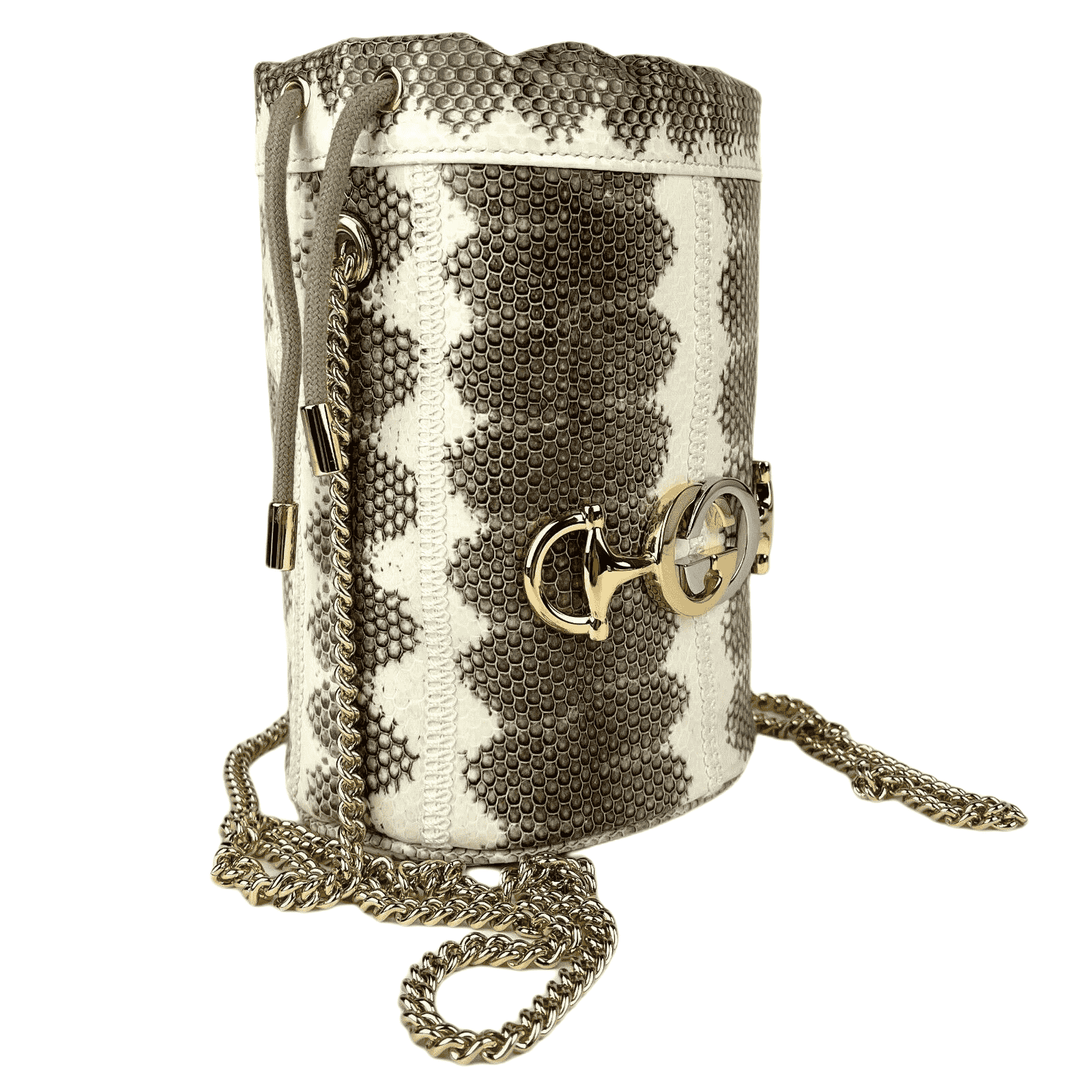 Gucci Animal Print, Neutrals Mini Snakeskin Zumi Bucket Bag