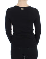 Versace Jeans Elegant V-Neck Black Viscose Blend Women's Sweater