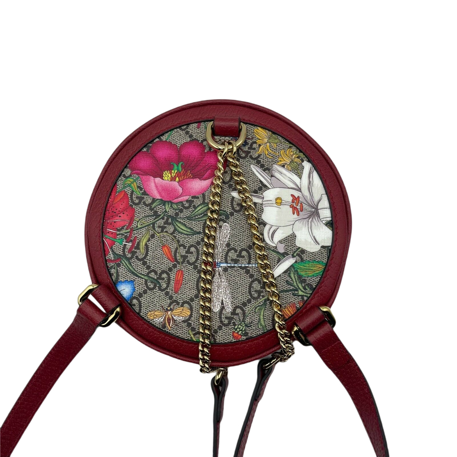 Gucci Ophidia Supreme GG Canvas Floral Round Backpack with Red Trim