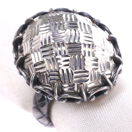 Bottega Veneta Intrecciato Silver Silver Ring Jewelry (Pre-Owned)