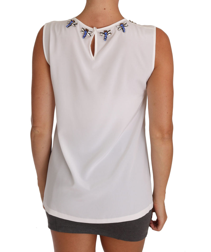 Dolce & Gabbana Elegant Embellished Sleeveless Silk Women's Blouse