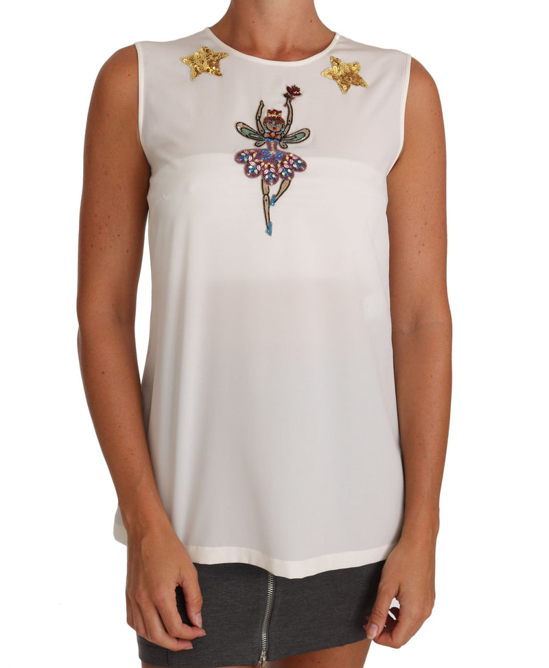 Dolce & Gabbana Enchanted Crystal-Embellished Silk Women's Blouse