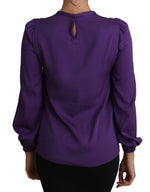 Dolce & Gabbana Enchanted Purple Silk Crystal Women's Blouse