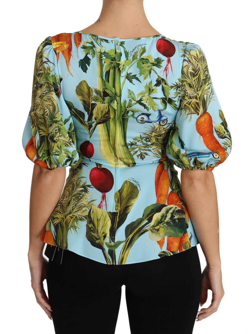 Dolce & Gabbana Vegetable Print Silk Top Women's Extravaganza