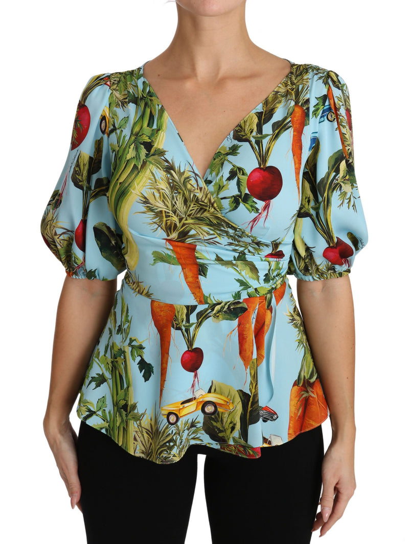 Dolce & Gabbana Vegetable Print Silk Top Women's Extravaganza