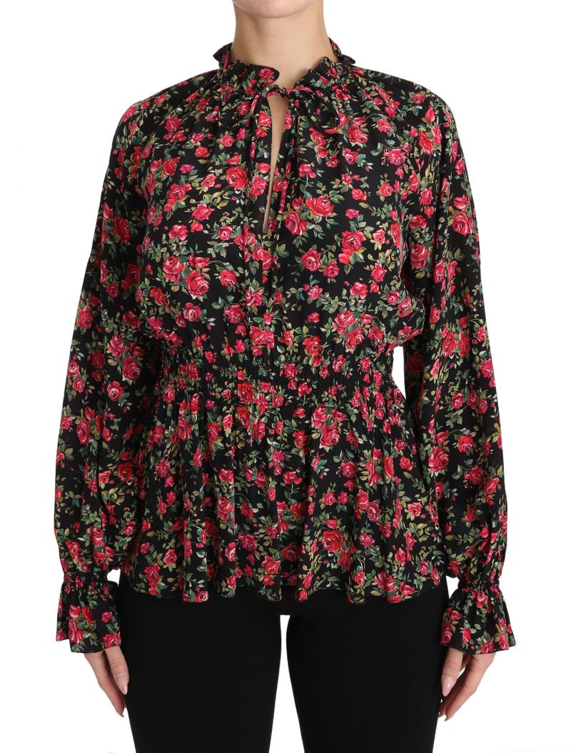 Dolce & Gabbana Elegant Black Floral Silk Women's Shirt