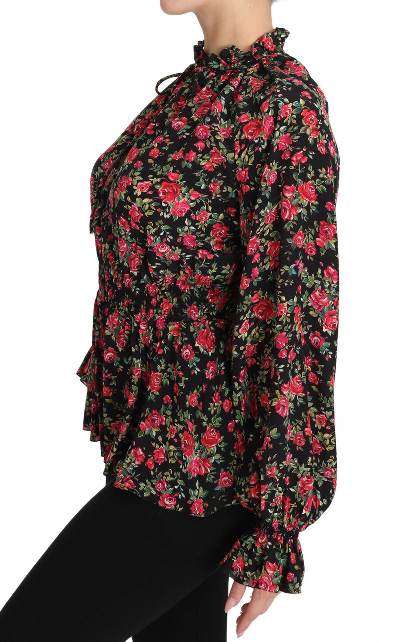 Dolce & Gabbana Elegant Black Floral Silk Women's Shirt