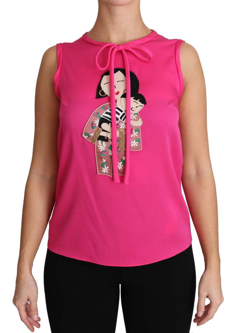 Dolce & Gabbana Elegant Pink Silk Family Tank Top Women's Shirt