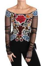 Dolce & Gabbana Elegant Floral Applique Long Sleeve Women's Top