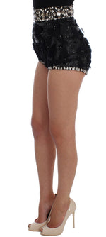 Dolce & Gabbana Crystal Sequined Silk High Waist Women's Shorts