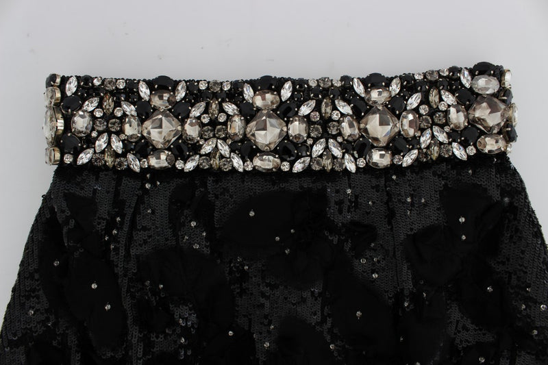 Dolce & Gabbana Crystal Sequined Silk High Waist Women's Shorts