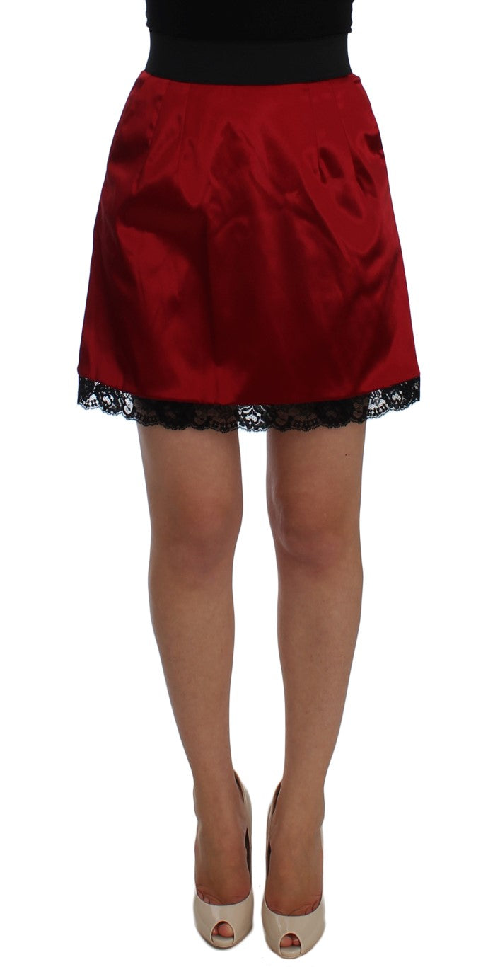 Dolce & Gabbana Elegant Red Lace High-Waist Women's Skirt