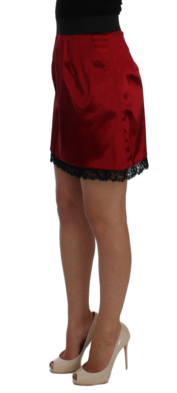 Dolce & Gabbana Elegant Red Lace High-Waist Women's Skirt