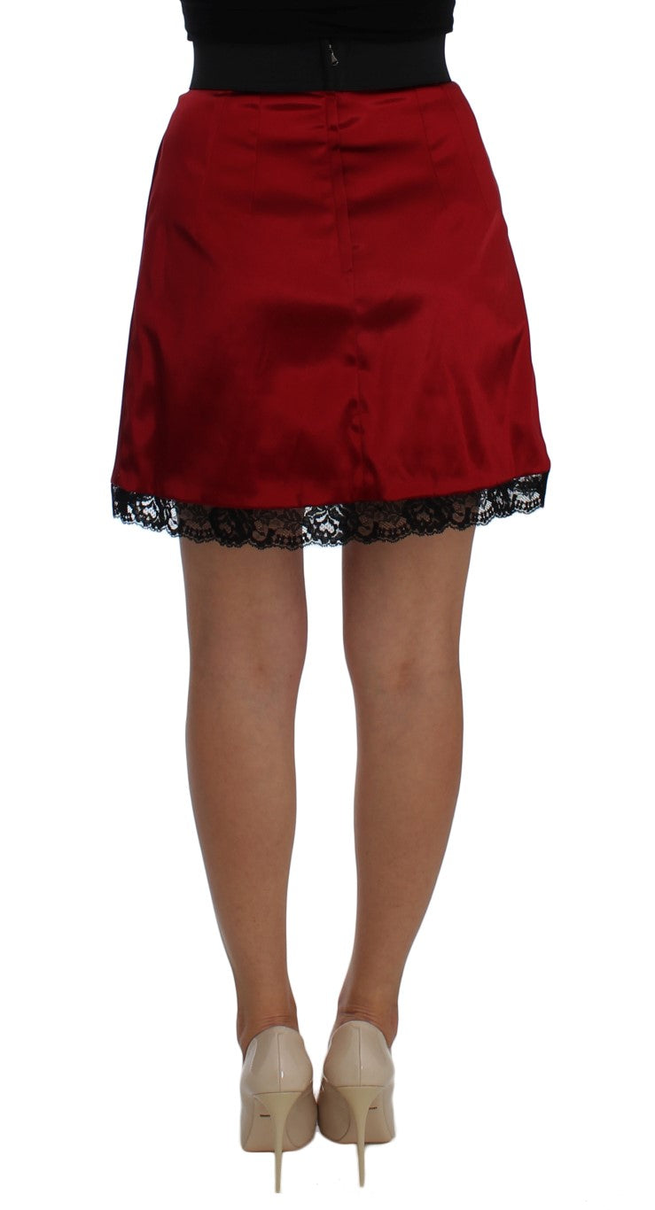 Dolce & Gabbana Elegant Red Lace High-Waist Women's Skirt