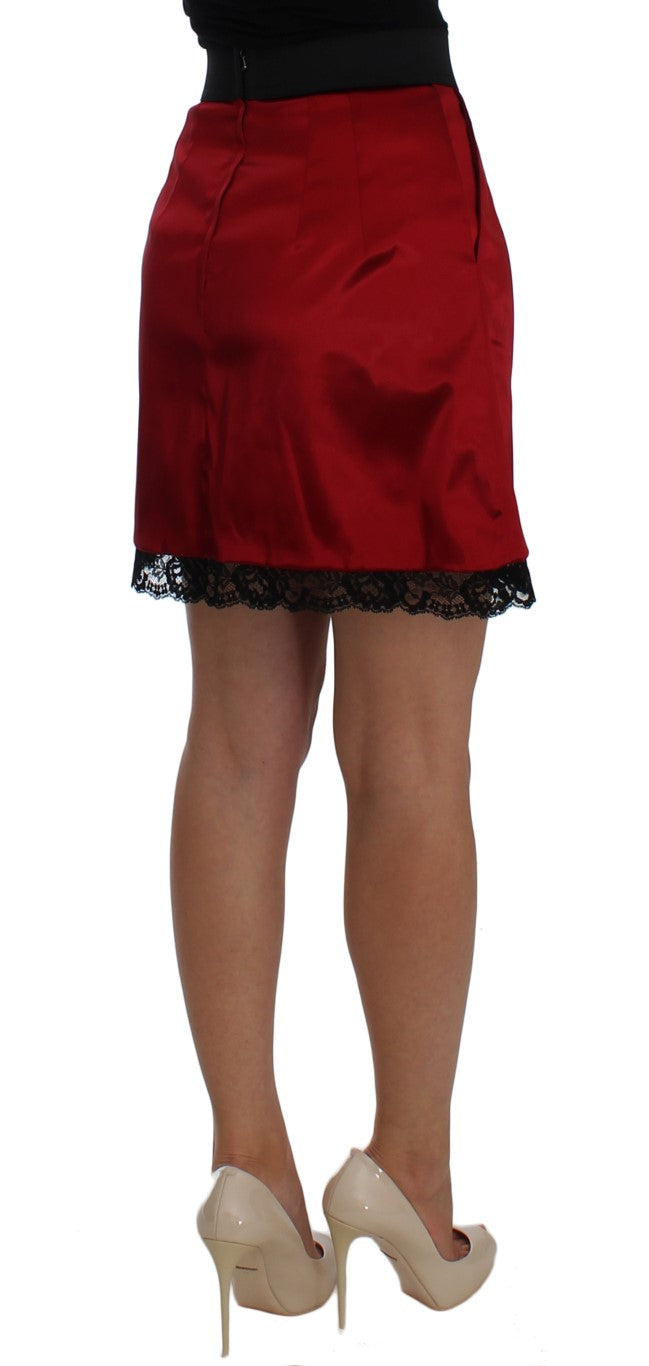 Dolce & Gabbana Elegant Red Lace High-Waist Women's Skirt