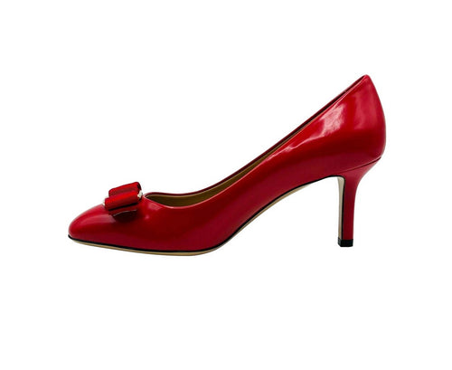 Salvatore Ferragamo Women's Red Leather Bow Heel Pump 672532 (9 B)