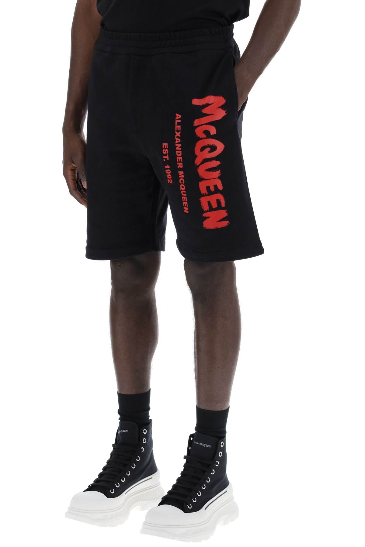 Alexander Mcqueen Men's Jersey Graffiti Sweatshorts