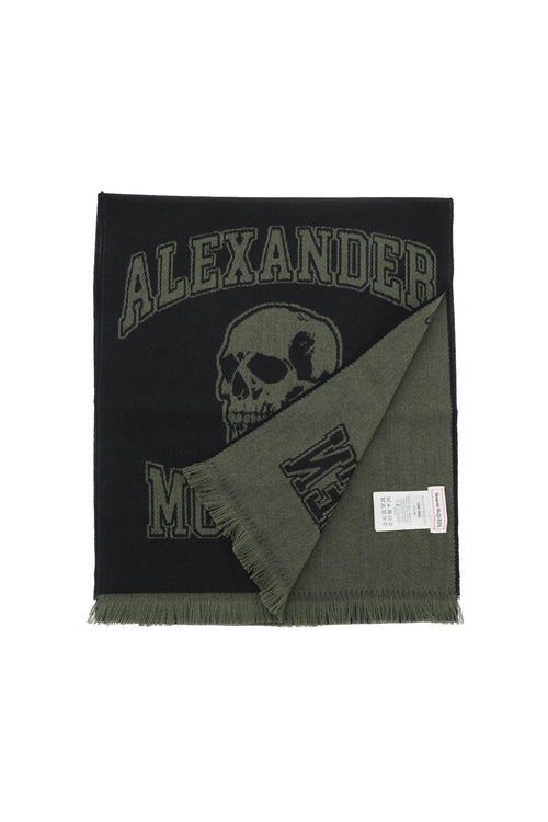 Alexander Mcqueen Men's Varsity Logo Wool Scarf