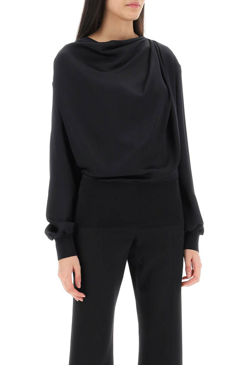 Alexander Mcqueen Women's Draped Blouse In Satin