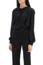 Alexander Mcqueen Women's Draped Blouse In Satin