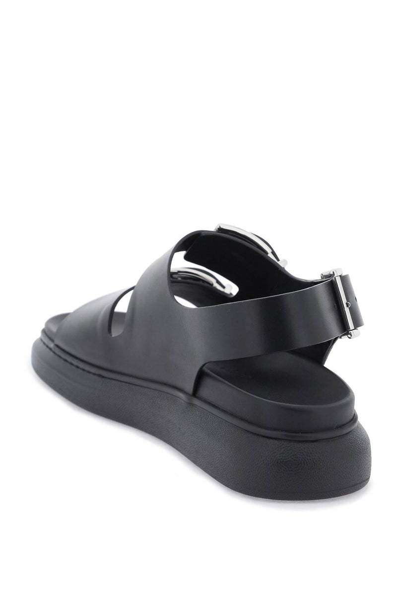 Alexander Mcqueen Men's Leather Sandals With Maxi Buckles