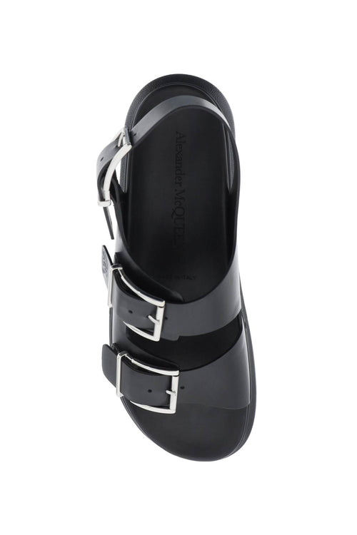 Alexander Mcqueen Men's Leather Sandals With Maxi Buckles