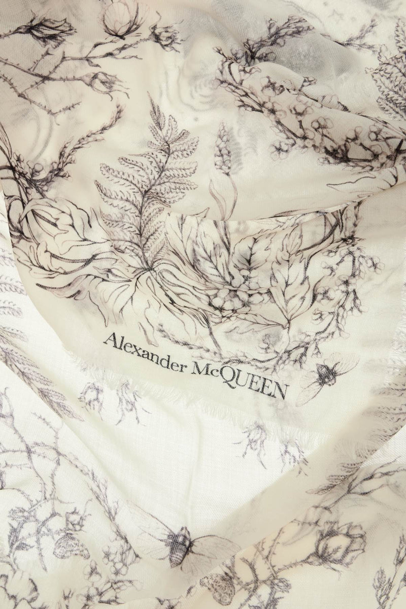 Alexander Mcqueen Women's Wool Stole With Botanical Print