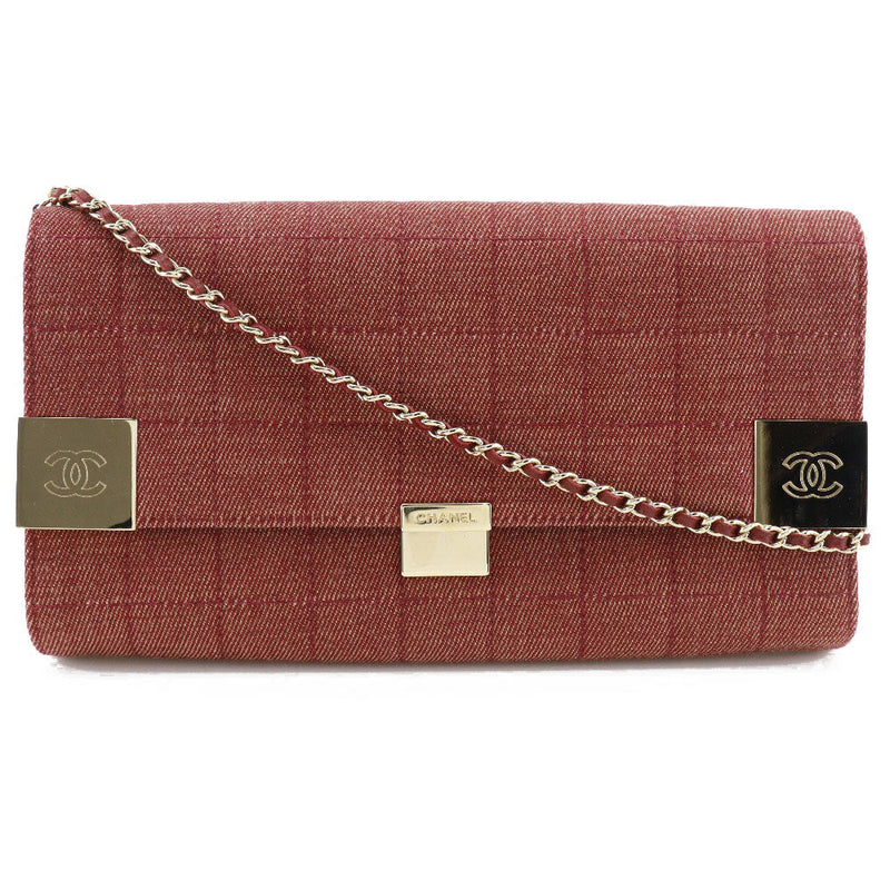 Chanel Chocolate Bar Red Canvas Shoulder Bag (Pre-Owned)