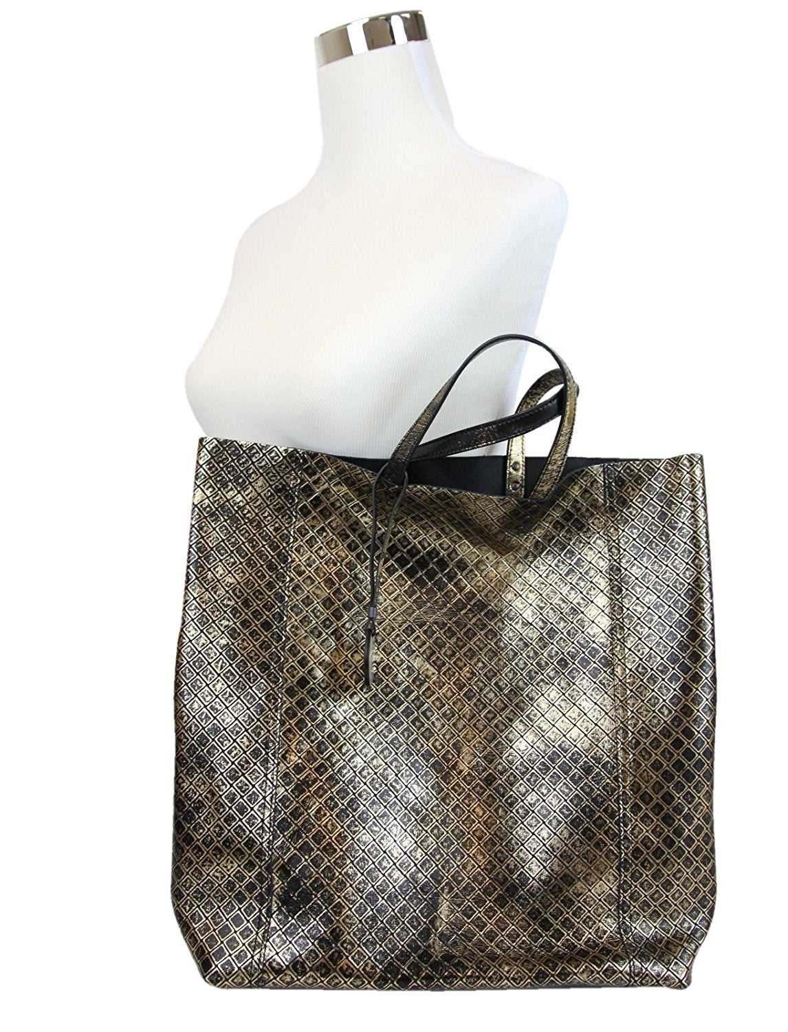 Bottega Veneta Women's Gold / Black Leather Intrecciomirage Tote Bag 298778