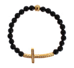 Nialaya Gold Plated Sterling Bracelet with CZ Diamond Women's Cross