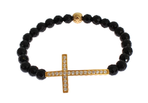 Nialaya Gold Plated Sterling Bracelet with CZ Diamond Women's Cross