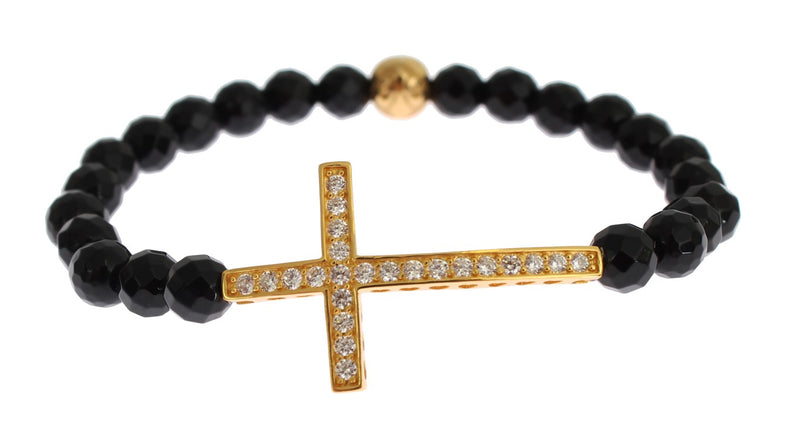 Nialaya Gold Plated Sterling Bracelet with CZ Diamond Women's Cross