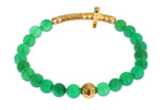 Nialaya Elegant Green Jade Bead & Gold Plated Women's Bracelet