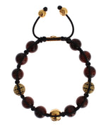 Nialaya Radiant Red Tiger Eye & CZ Gold Women's Bracelet