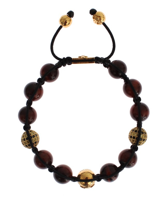 Nialaya Radiant Red Tiger Eye & CZ Gold Women's Bracelet