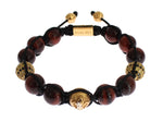 Nialaya Radiant Red Tiger Eye & CZ Gold Women's Bracelet