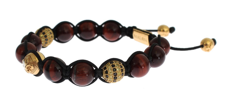 Nialaya Radiant Red Tiger Eye & CZ Gold Women's Bracelet