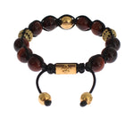 Nialaya Radiant Red Tiger Eye & CZ Gold Women's Bracelet