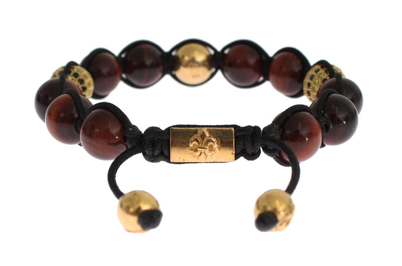 Nialaya Radiant Red Tiger Eye & CZ Gold Women's Bracelet