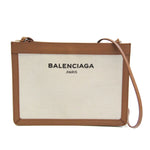 Balenciaga Navy Beige Canvas Clutch Bag (Pre-Owned)