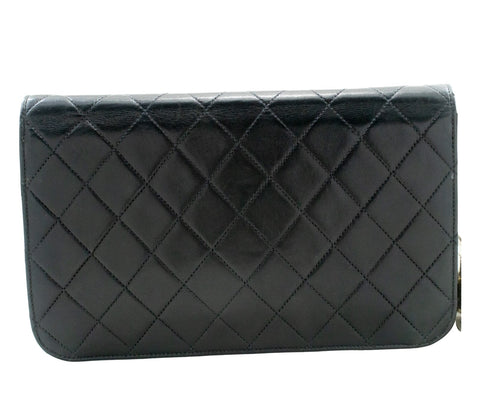 Chanel Full Flap Black Leather Shoulder Bag (Pre-Owned)