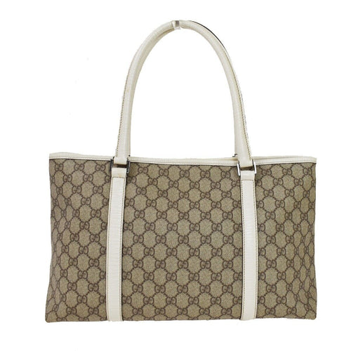Gucci Gg Supreme Beige Canvas Tote Bag (Pre-Owned)