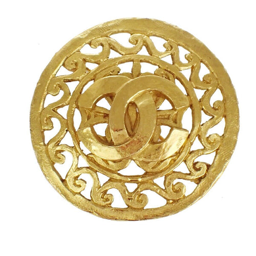 Chanel Coco Mark Gold Gold Plated Brooch Jewelry (Pre-Owned)